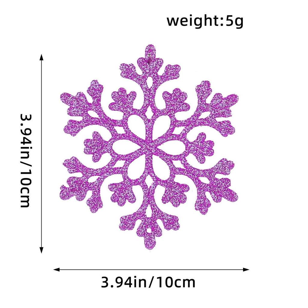 10CM Plastic Snowflake Christmas Tree Decorations - Hollow Powdered Snowflake Pendants