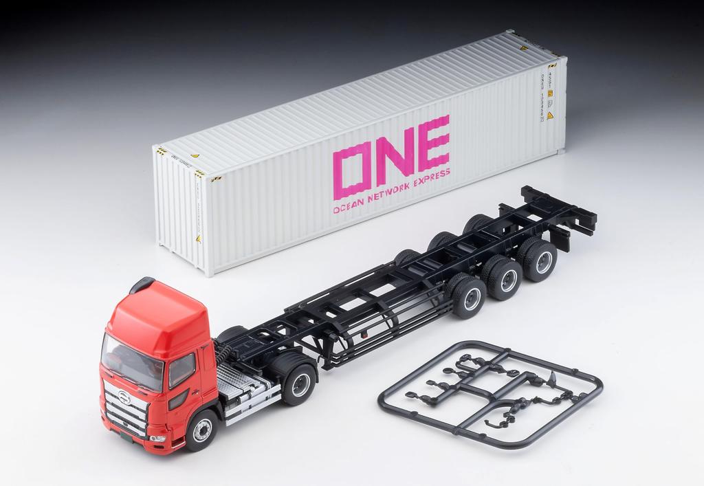 TOMYTEC Tomica Limited Vintage Neo Hino Profia 40ft Marine Container Trailer Sharyo Ocean Network Express Gray Container Finished Model 335252 1/64