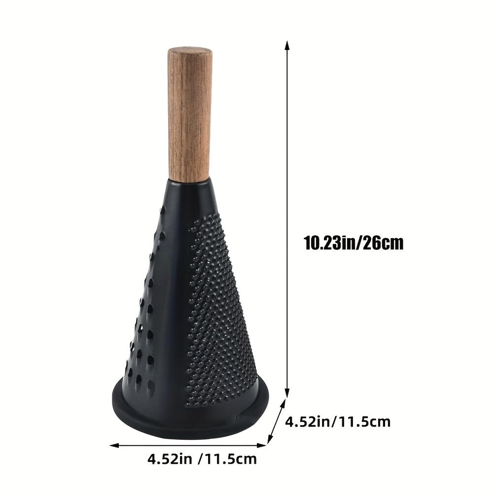 Black Cone Stainless Steel Grater Kitchen Multi-Function Melon Fruit Potato Vegetable Cutter Wooden Handle Cone Grater