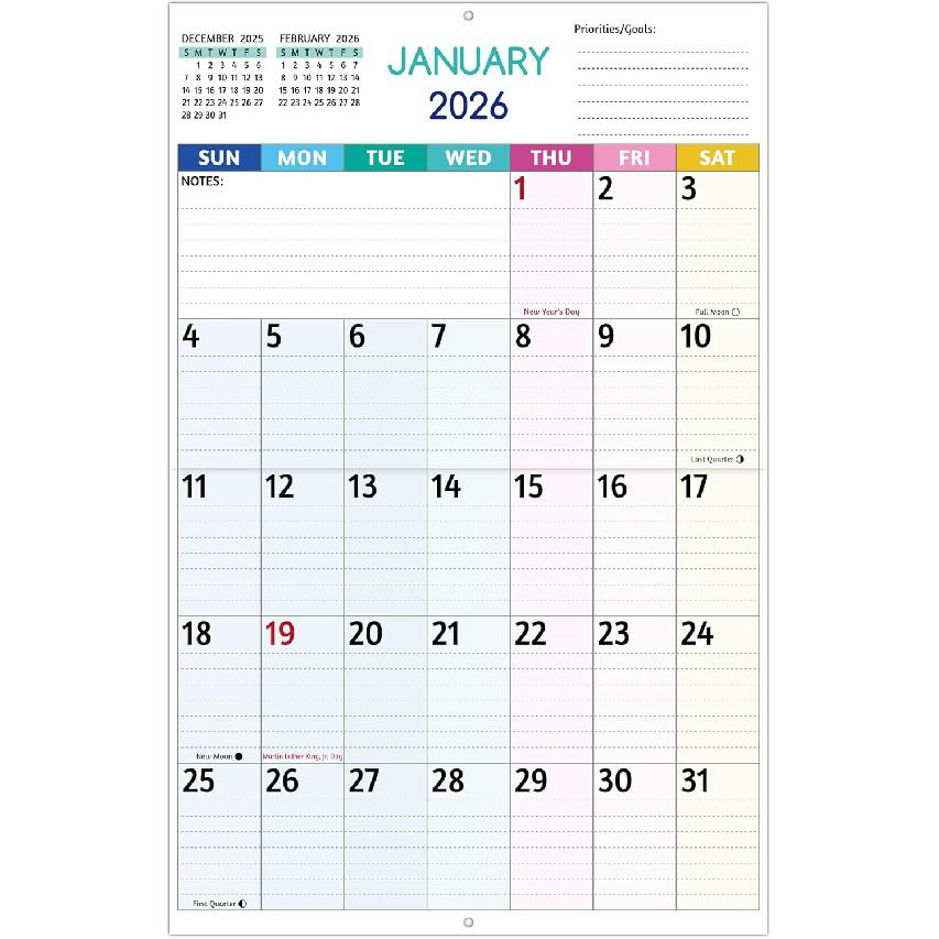 2026 Wall Calendar - Large Print Calendar 2026, 12 Monthly Calendar, Jan. 2026 - Dec. 2026, 14.6 x 22.8 In (Open), 2026 Calendar with Big Numbers,