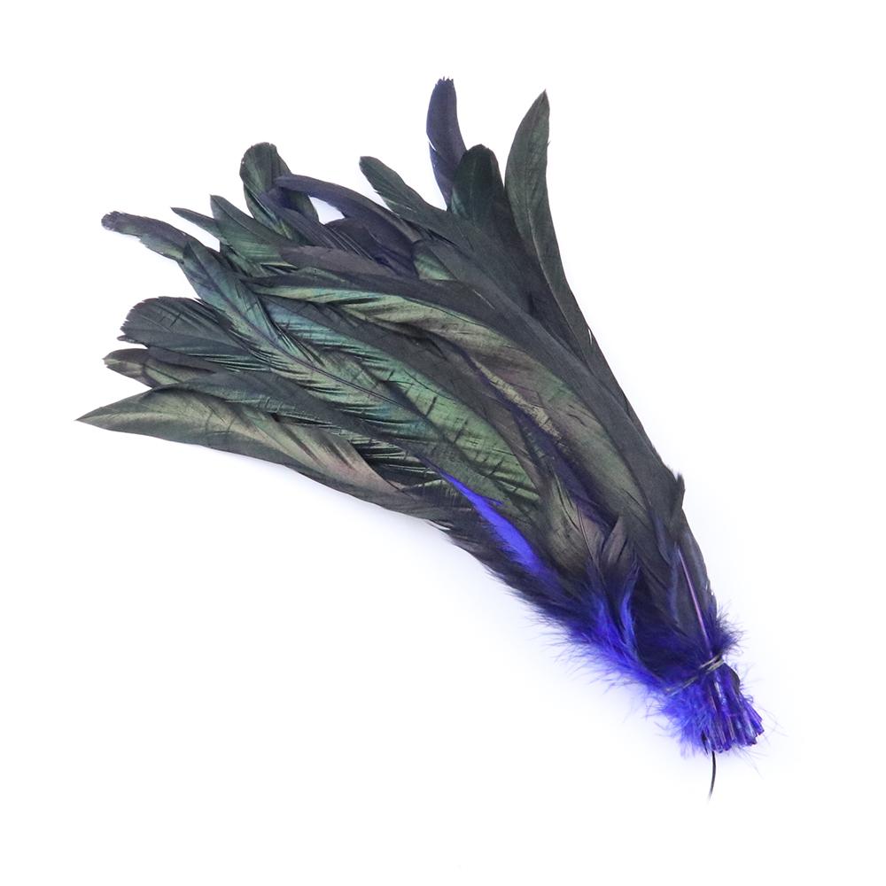 100pcs Blue Carnival Rooster Tail Feathers 25-30cm 30-35cm for Crafts Headdress Party Clothing HeadWear Decor Pheasant Plumas
