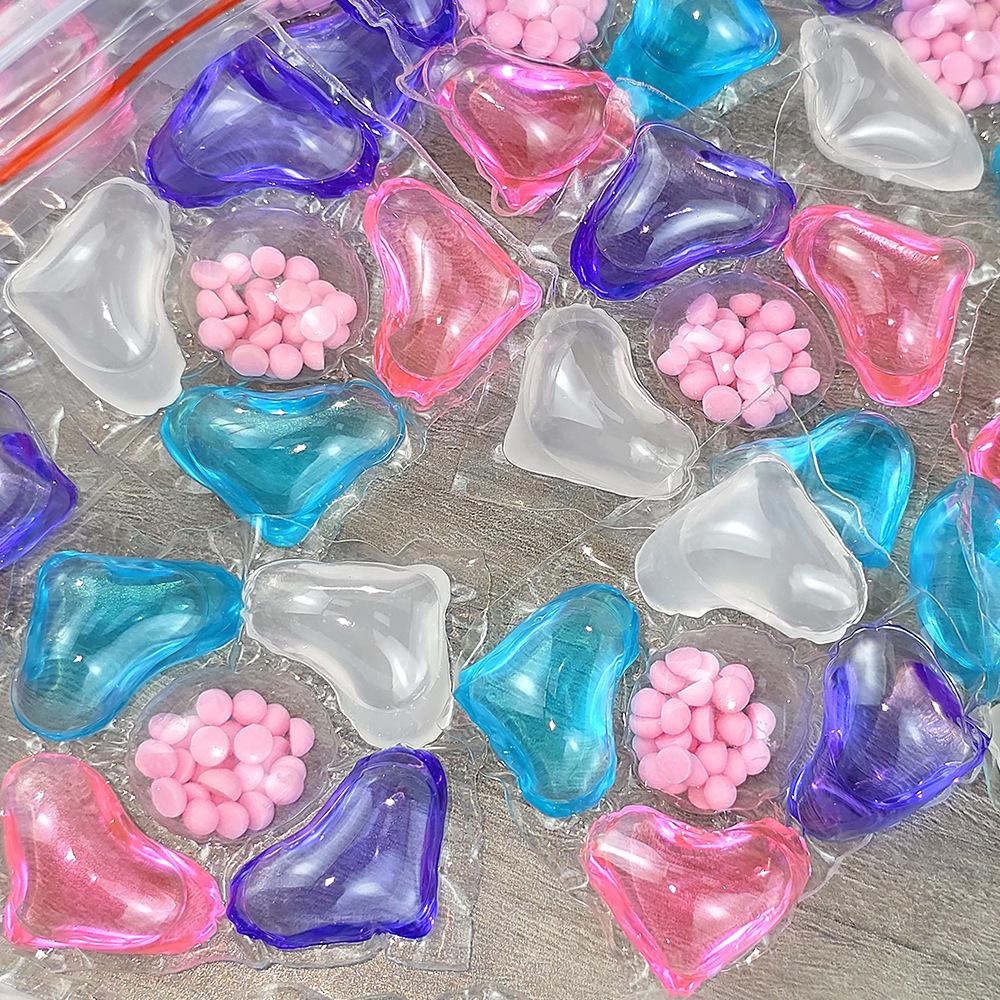 100-piece pack of five-in-one laundry pods with fragrance, softening, stain removal, and five-chamber design.