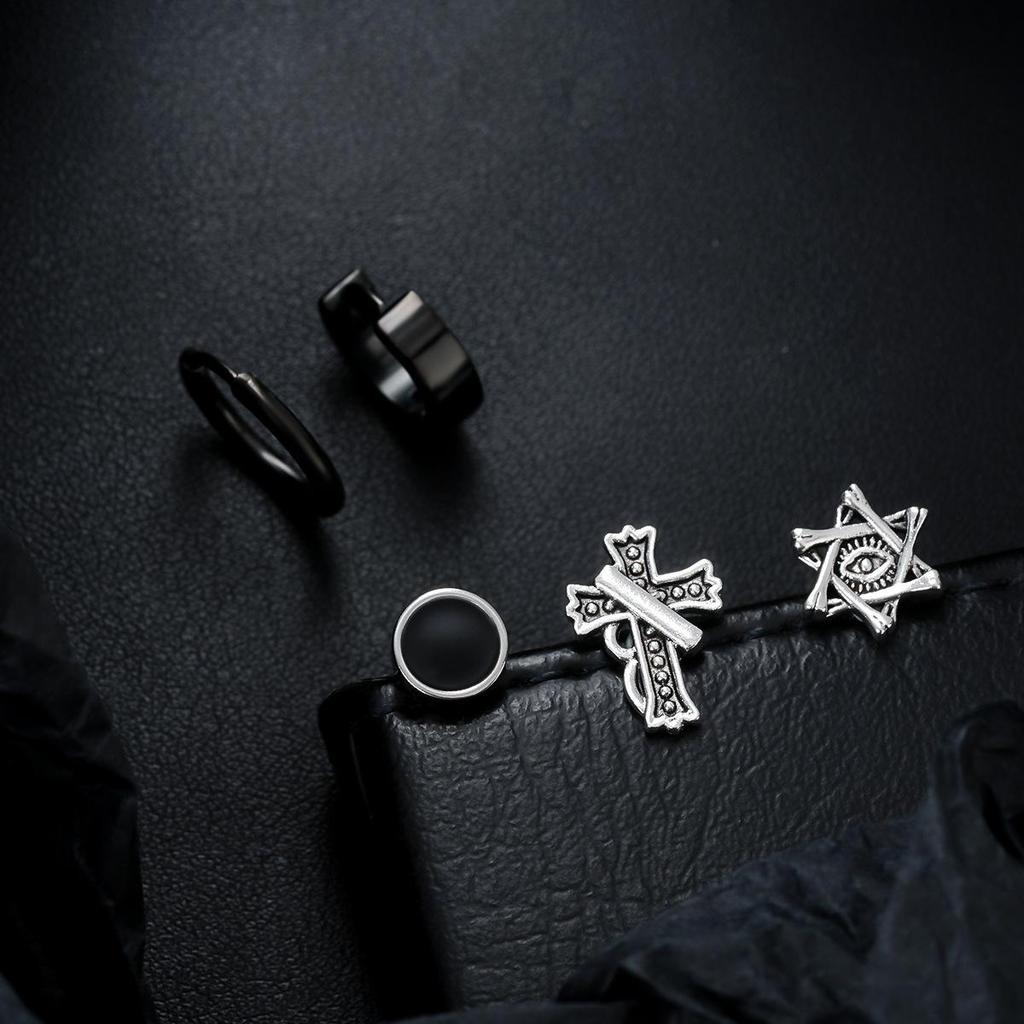 Trendy Titanium Steel Stud Earrings for Men & Women - Cool Punk Hip Hop Style, Minimalist Versatile Street Jewelry