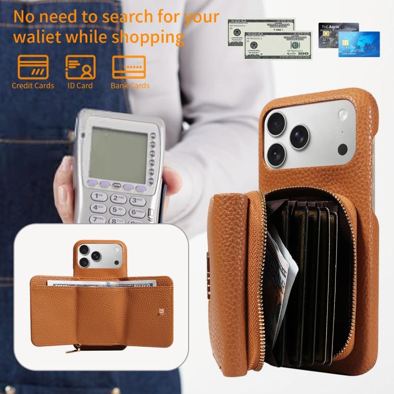 Leather Texture Phone Case IPhone 17 Pro Max Crossbody Wallet Flip Cover