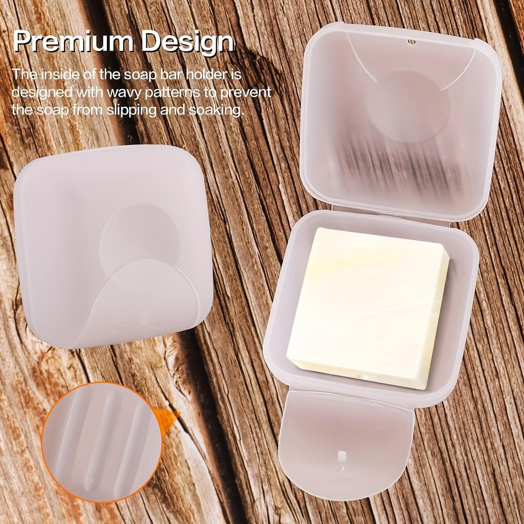 4 small size plastic soap box holder, soap container box, household outdoor hiking and camping soap box, 2.75 * 2.75 inch transparent color box.