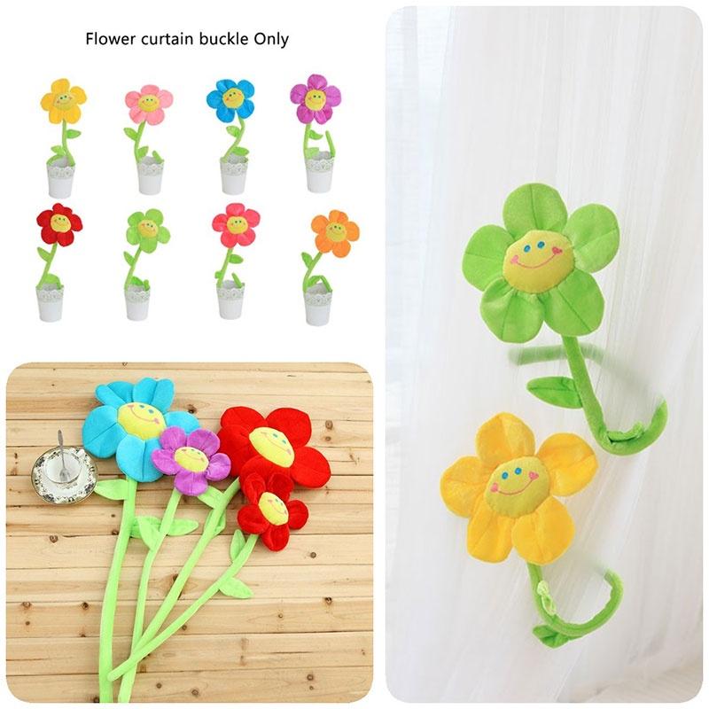 Plush Sunflower Rose Window Curtain Tieback Short Plush Pp Cotton Filling 8 Colors 3 Heights