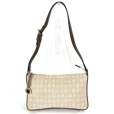 Logo mania logo borsa Borsa a spalla Pelle/Tela Beige/Marrone