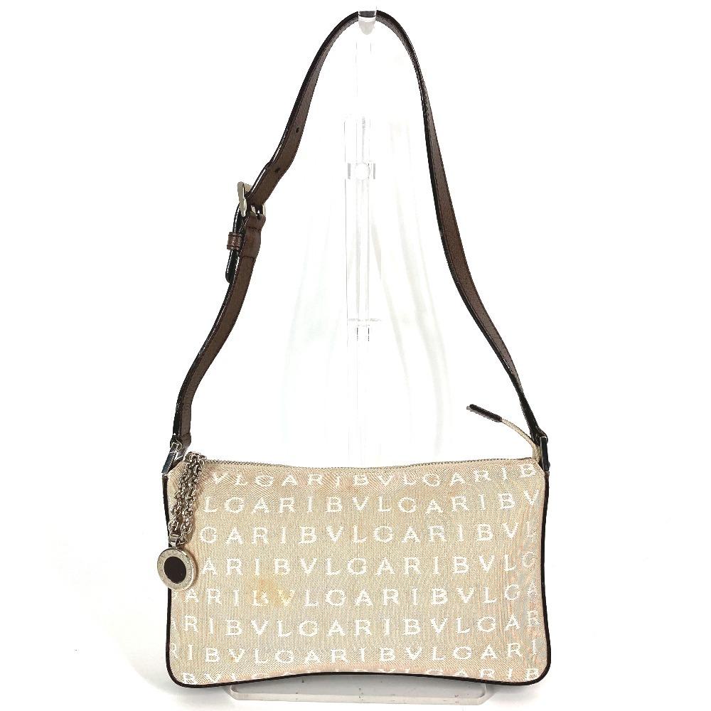 BVLGARI Logo mania logo bag Shoulder Bag Leather/Canvas Beige/Brown