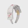 NAT Double Ribbon Hair Band Flower Tweed Grey