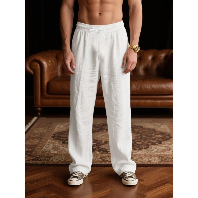 

Нові вільні прямі повсякденні штани для чоловіків Дихаючі Однотонні Зручні Тонкі Спортивні S білий