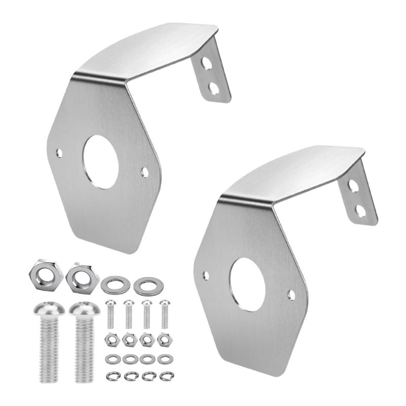 

Pair Of Stainless Steel Angled Mounting Brackets For Round LED Trailer Off Roading Trucks Lights With Rustproof Design 1