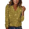 Haut tendance et élégant à col en V et manches longues avec paillettes