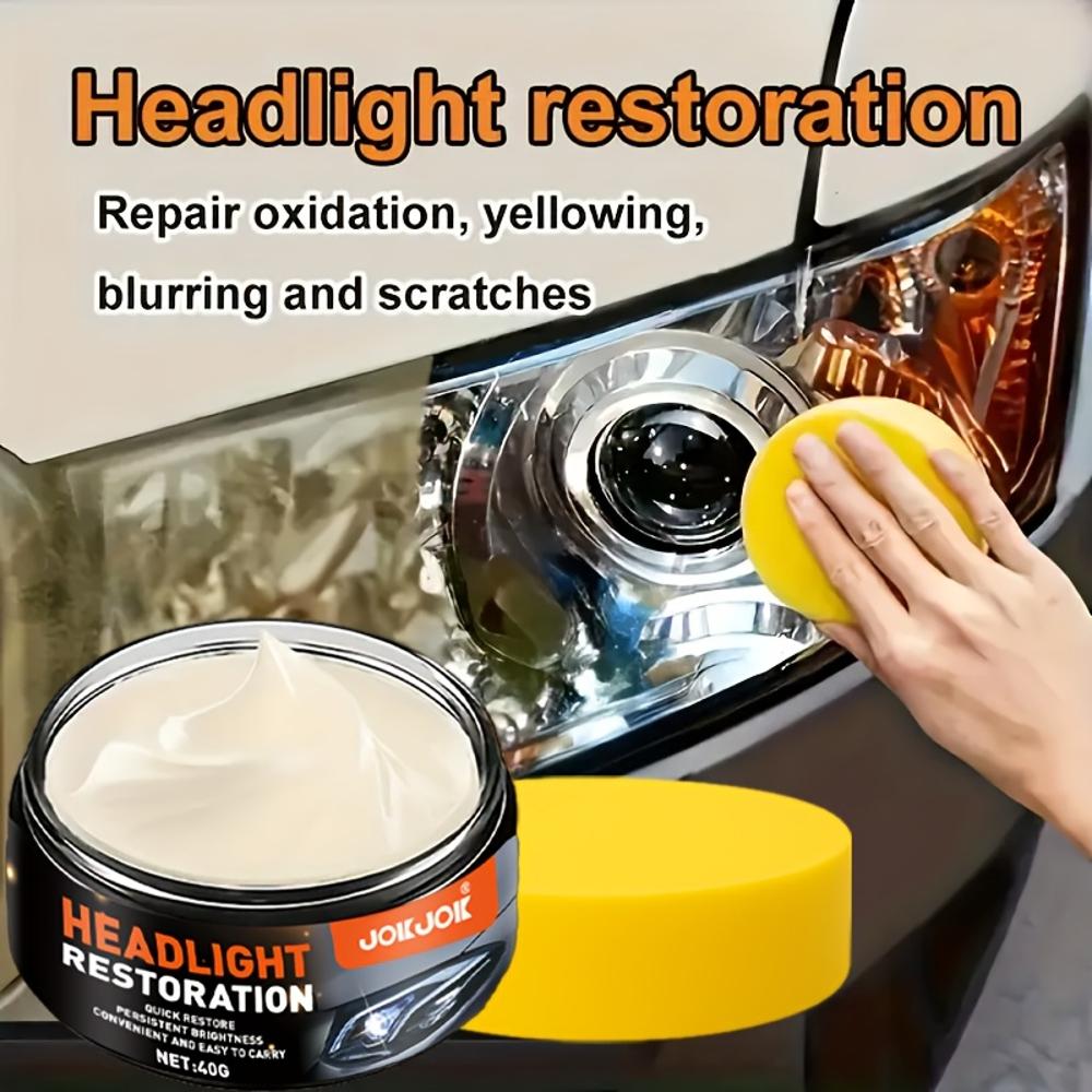 Scheinwerfer-Restaurationsset - Gelbe Verfärbungen erneuern, Kratzer- und Trübungsreparatur, Helligkeit sowohl der vorderen als auch der hinteren Scheinwerfer wiederherstellen, Einfach A