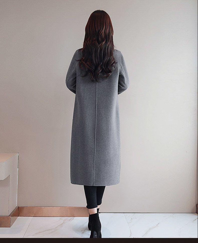 Elegante Dames Dubbelzijdige Wol & Kasjmier Jas - Lang, Pluche, Grote Maat, Wintercollectie 2025