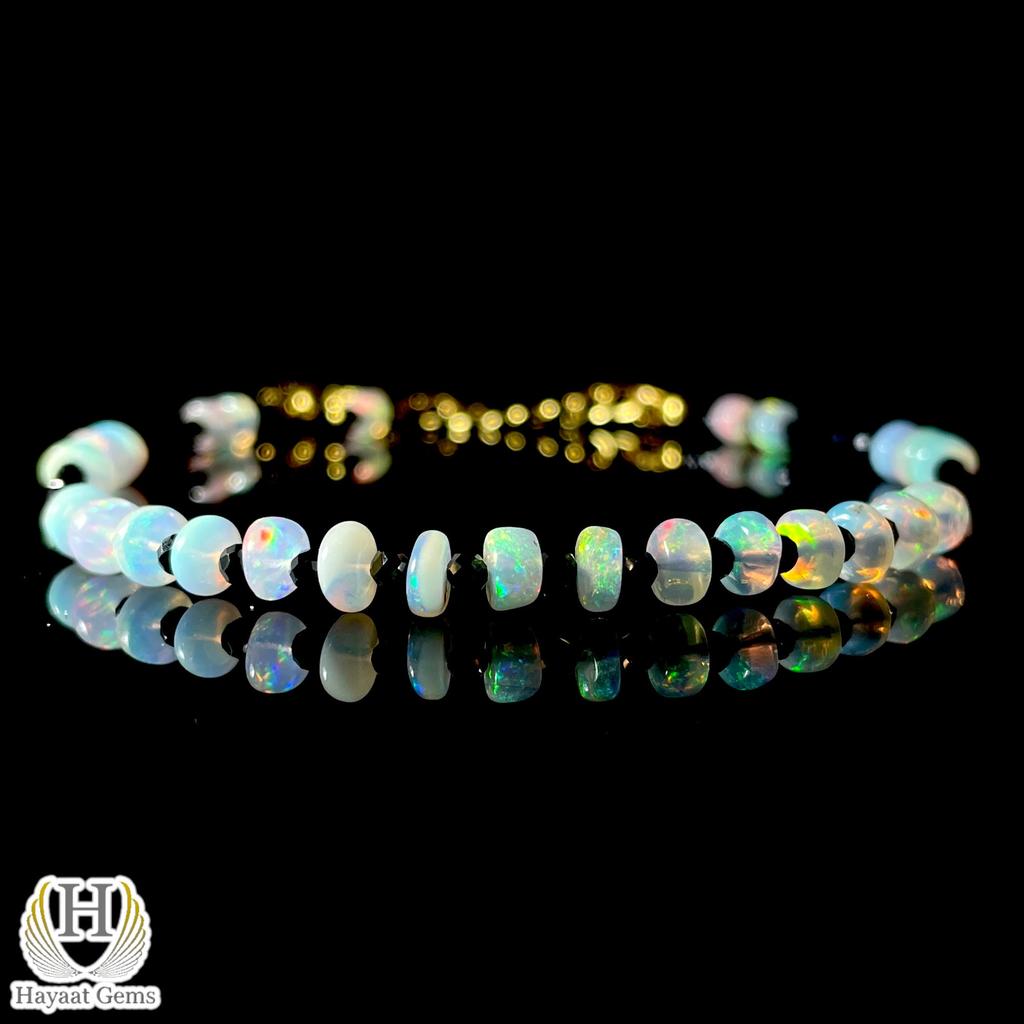 Bracciale in opale Welo etiope: Fuoco Arcobaleno, Gioielli in Argento Sterling 925 con Perline
