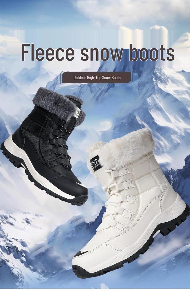 Women's High-Top Winter Snow Boots: Outdoor Travel Style, Plus Cotton, Combat Design, New for 2025.