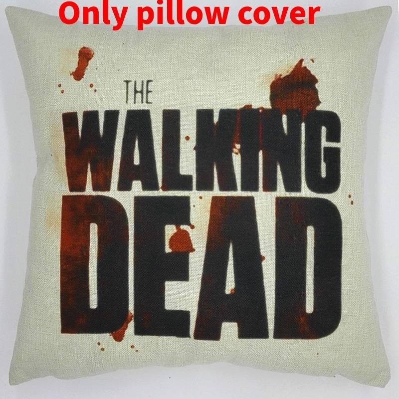 Premium Grey Linen Walking Dead Sofa Pillow Case For Fans Of Zombie Series 45x45cm