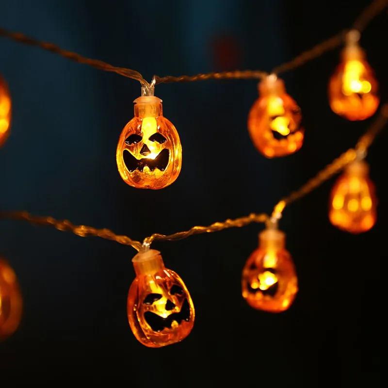 LED Halloween Pumpkin String Lights, Battery Powered, Suitable For Outdoor Family Gatherings Ghost Parties Halloween Decorations
