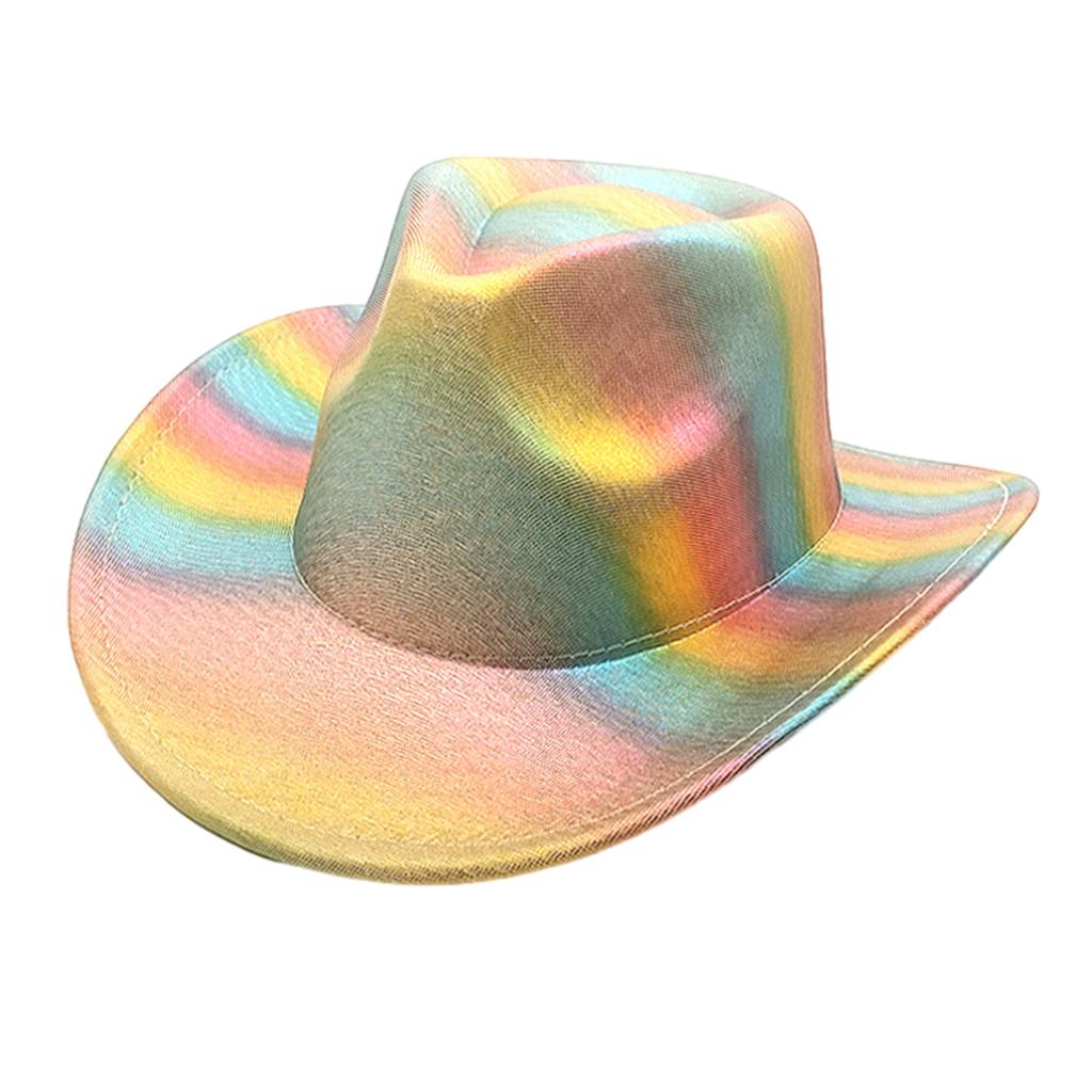 Cowgirl Hat with Dainty Rainbow for Bachelorette Party Holiday Western Cowgirl Hat for Bride for Outdoor Birthday Party