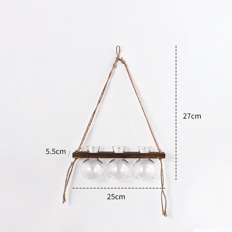 Ins Hydroponic Test Tube Vase Series Wall Mounted Wooden Frame Hydroponics Decorative Container Home Decoration Party Gift Vase