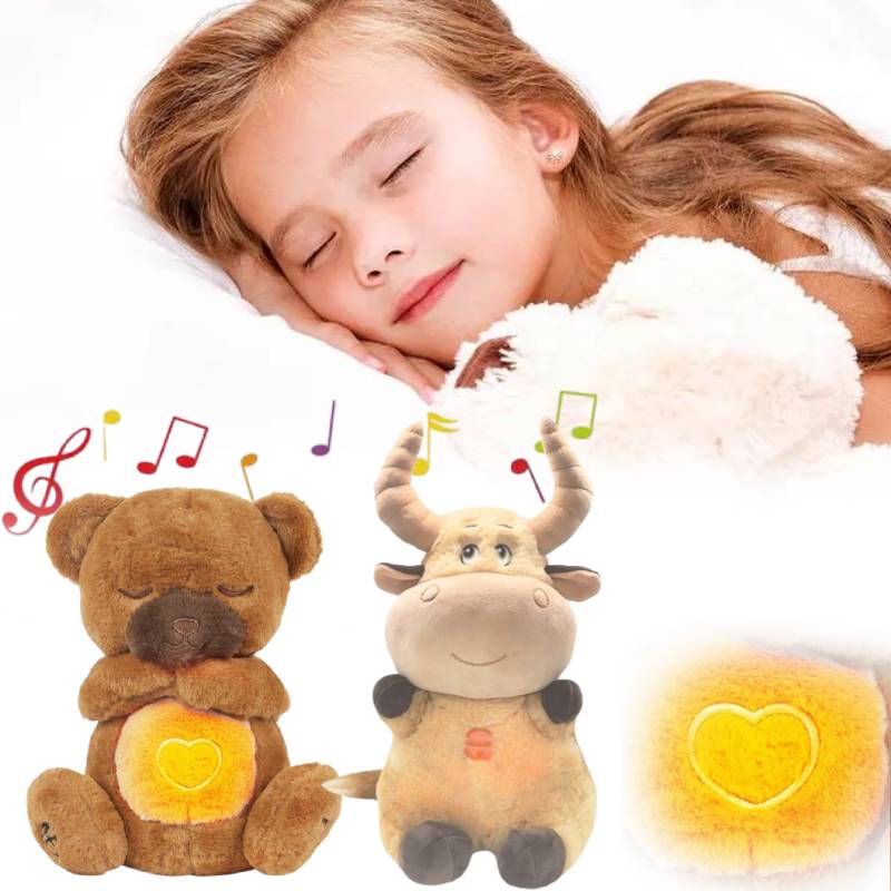 Anxiety Relief Plush Toy Cow Christmas Deer Bear Breathing Musical Soothing Doll