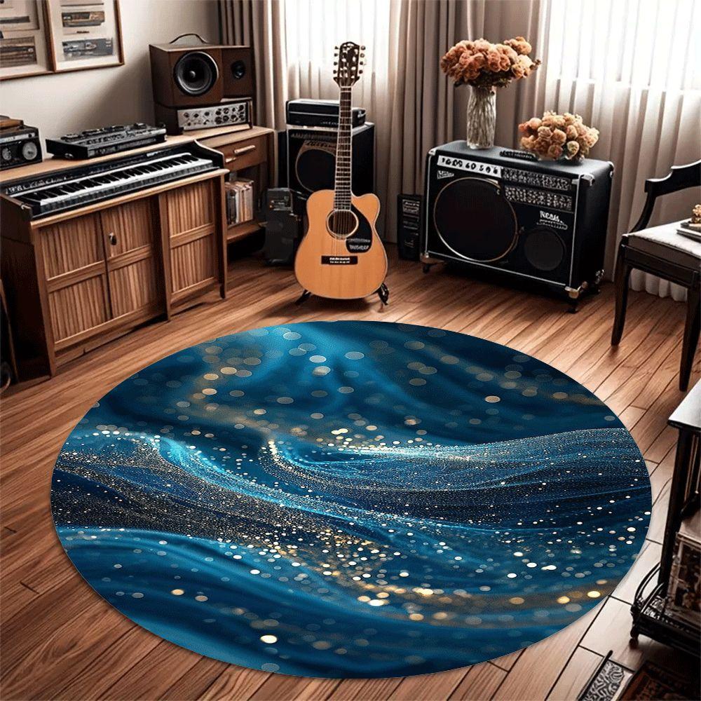 Round Abstract Galaxy Pattern Flannel Rug Printed Design Cosmic Decor Soft Anti Slip Carpet For Living Room And Meditation Area