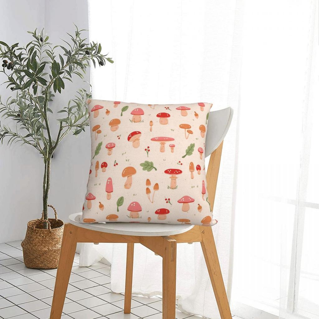 Kawaii Cartoon Mushroom Pillowcase Polyester Cushion Cover Gift Pillow Case Cover Living Room Zipper 45X45cm