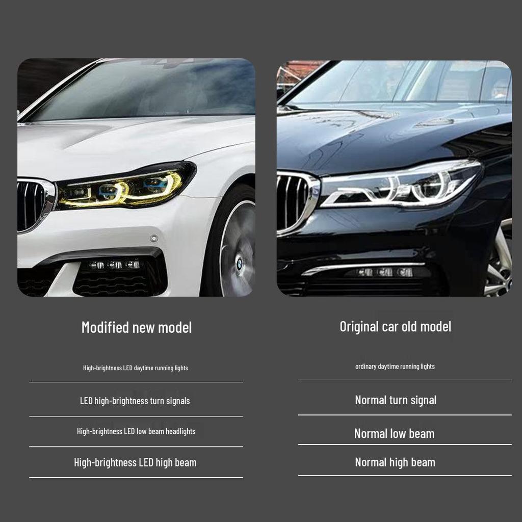 Headlight Assembly for BMW 7 Series G11/G12 (2016-2018) with New LED Daytime Running Lights, No Bumper Modification Required