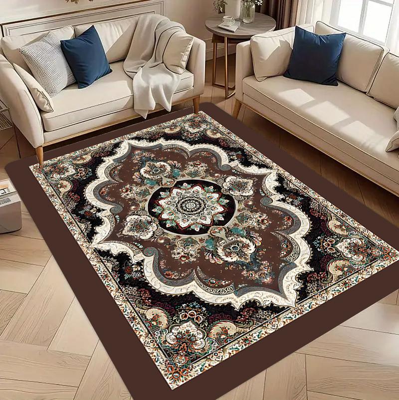 European Palace Carpet Mat Rug Home Decoration Living Room Bedroom Floor Decor Vintage Brown Style Non Slip Rugs Home Carpet