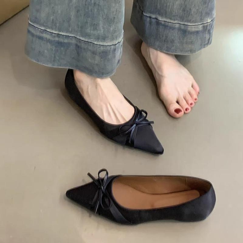 Modische flache Schuhe Luxuriöser Damenschuh Eleganter einfacher Retro-Single-Schuh Spitz zulaufend Neuer vielseitiger Freizeitschuh Exquisite Sandale