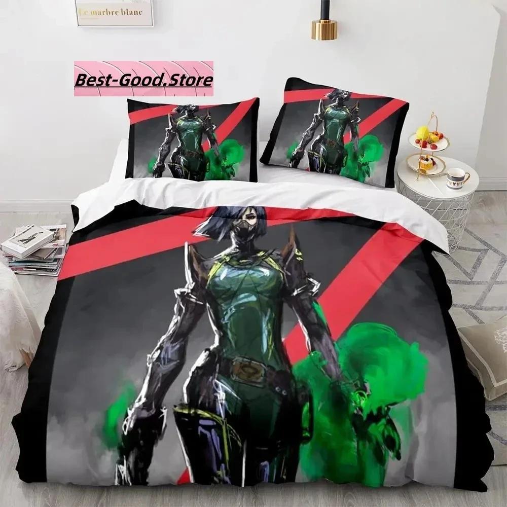 Gaming Valorant Beding Set Single Twin Ful Quen King-Sized Dimensionsd Dimensions Bed Linen Set Aldult Kid Bedrom Duvetcover Sets 3D Print Anime 039