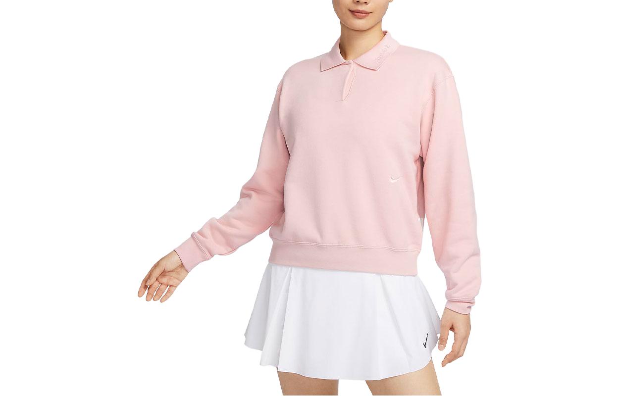 Nike Polo Shirts Women s Oxford Pink Polo Collar Moderate Straight Fit FZ4338-661 XL