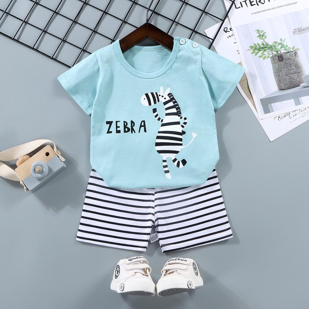 Childrens Short-Sleeve Sets Cotton Boys T-Shirts Baby Summer Clothing Girls Shorts Infant Clothing Summer Clothing