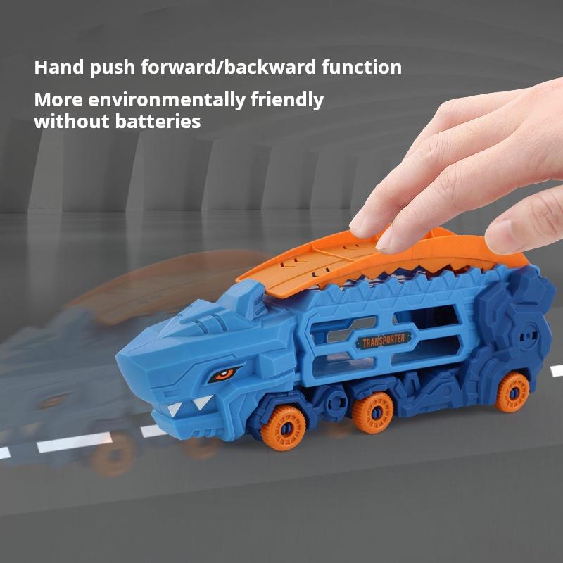 Triangle Dragon Multi layer Track Storage Car -Can Accommodate Multiple Cars, can eject Track Toy Car - Puzzle Science Dinosaur