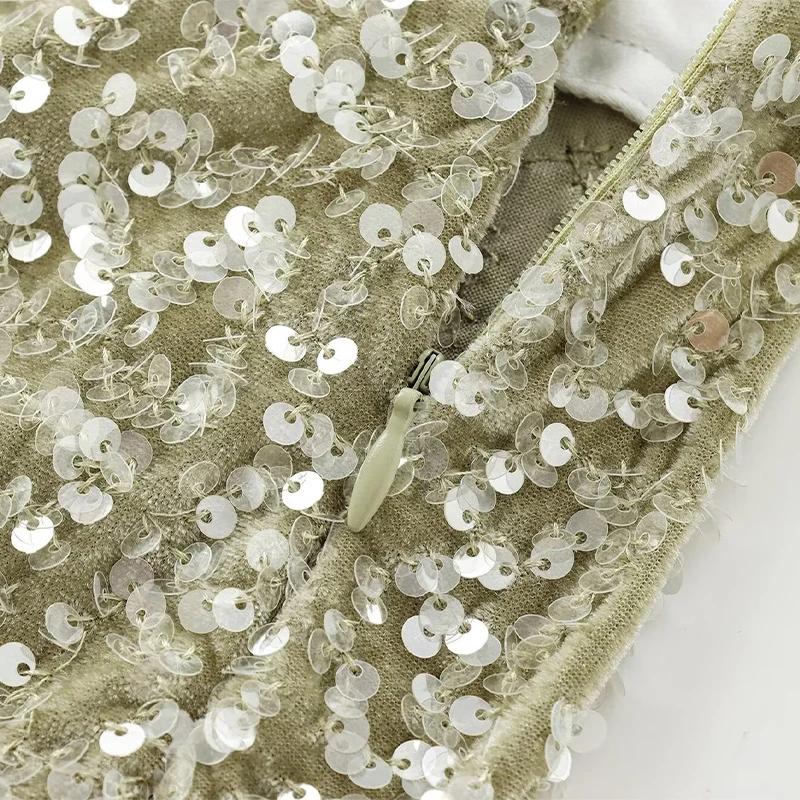 Women's Sequins High Waist Flare Pants Loose Zipper Slim Fashion Wide Leg Trousers Autumn Winter Shiny Chic Streetwear