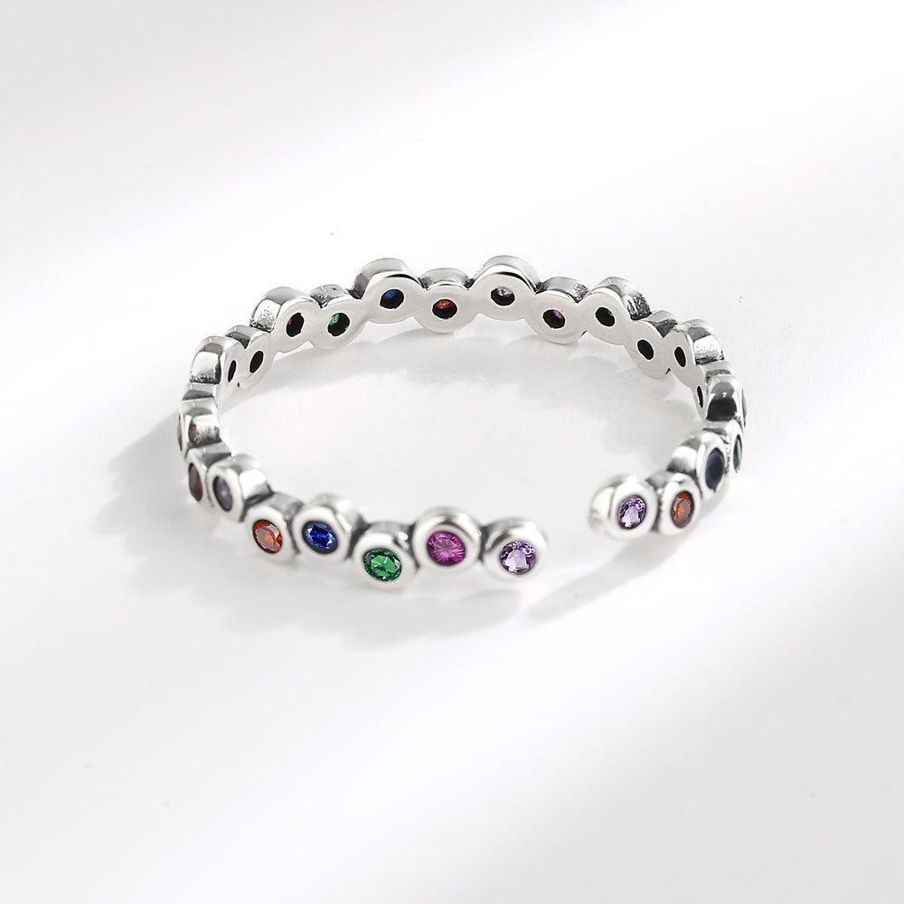 Niche Design Colorful Zircon Ring For Women Fashionable Versatile Finger Ring Personalized Jewelry