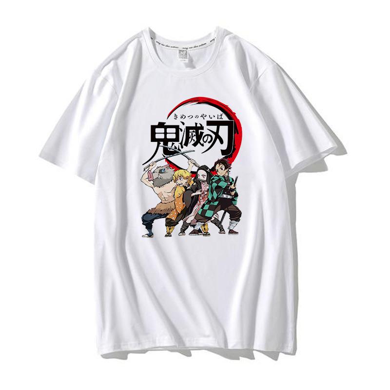 Casual Anime Demon Slayer Kimetsu No Yaiba Graphics Women T-Shirt Summer Loose Blouse 90S O-Neck Ladies White Kids Tops Men Tees