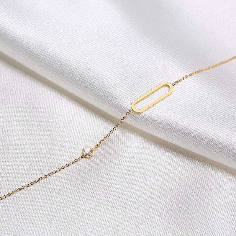 Thin Link Chain Necklace Carabiner Lock Pendant Cubic Zirconia One Stone Choker Necklace Women Valentine's Day Gift