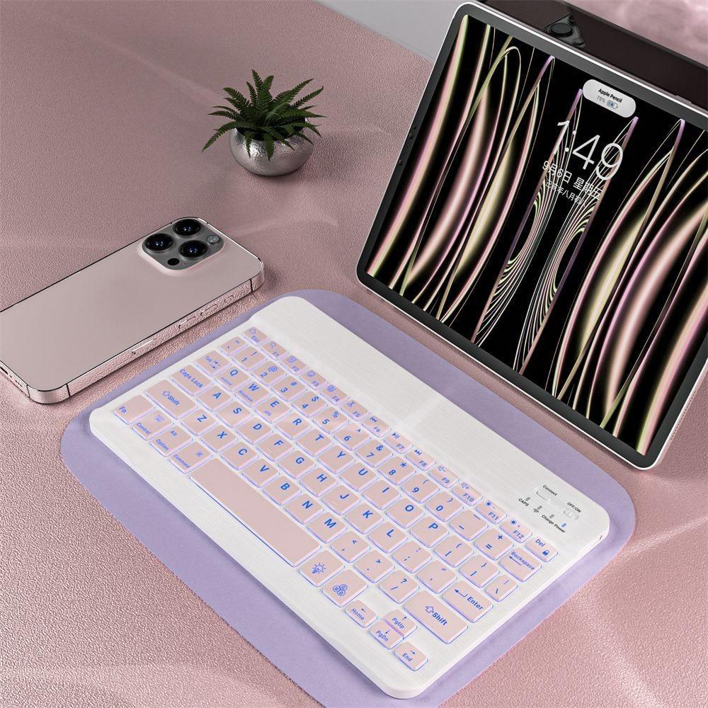 Wireless Bluetooth Keyboard Mouse Set RGB Backlit for Phone Tablet PC 10inch Multi Color