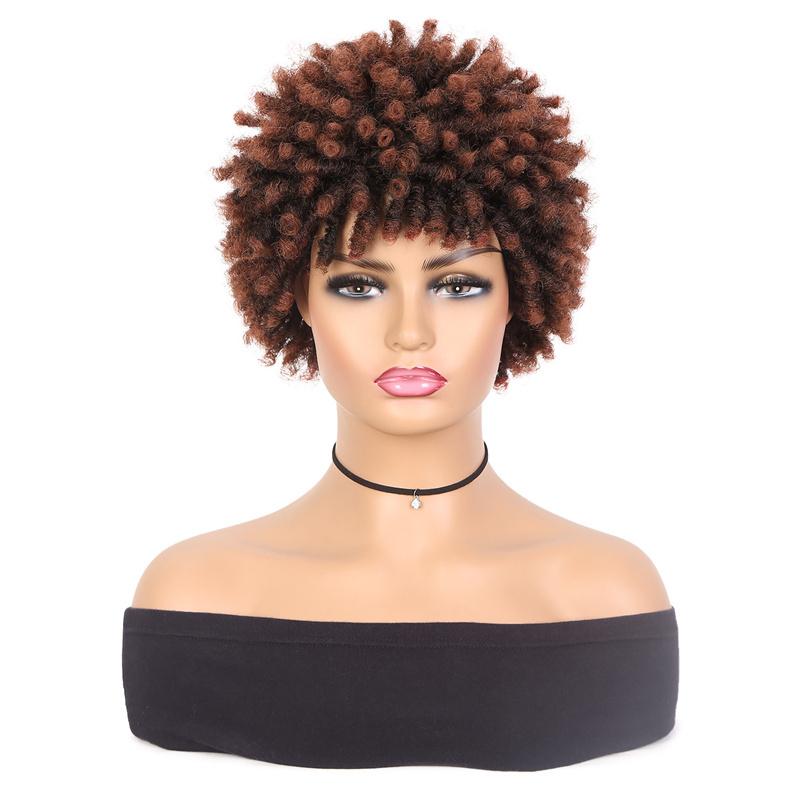 Synthetische geflochtene Perücken für Frauen Locs Häkeln Twist Haar Kurze Afro Perücke Damen Dreadlock Perücke Braun Täglich Lockig Cooles Mädchen Sprungkraft