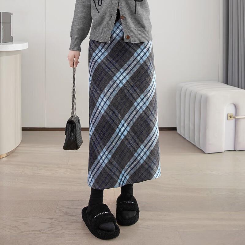 Женская ретро-юбка миди в клетку косого кроя XL