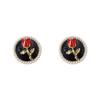 Ankara Red Rose Flower Stud Earrings French Retro Temperament Earrings Women'S Festive High-End Drip Glaze Hepburn Style Earrings