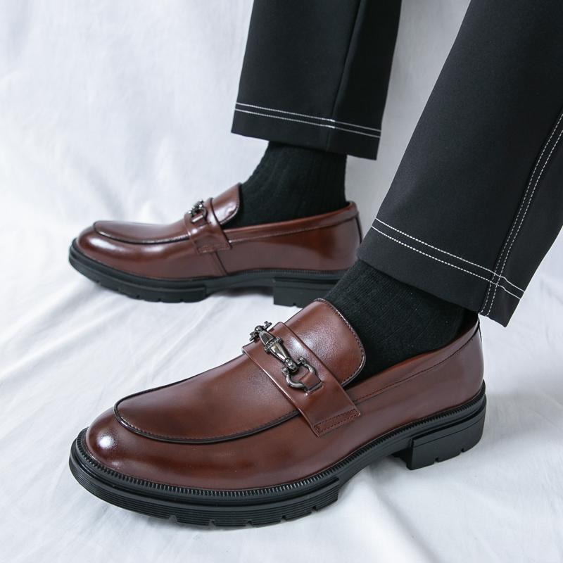 Fashion Luxury Fashion Designer New Thick Soled Pu Leather Casual Shoes For Men Slip On Loafter Formal Wedding Dress Homecoming