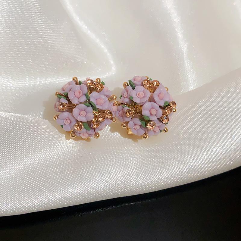 Silbernadel Eingelegte Diamant-Blumenquasten-Ohrringe - Elegante und Modische High-End-Stecker mit Einzigartigem Design