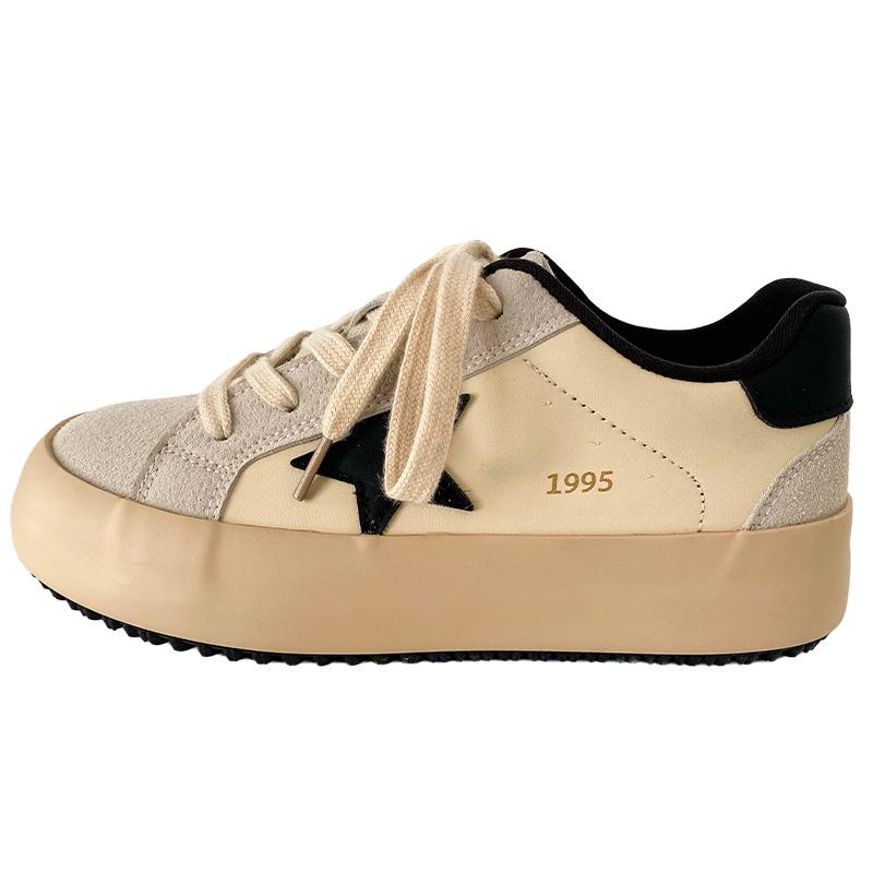 6596 Latex-Einlegesohlen/2024 Winter neue Samt-Board-Schuhe Damenschuhe warme Moral-Trainingsschuhe Stern-Design Baumwollschuhe