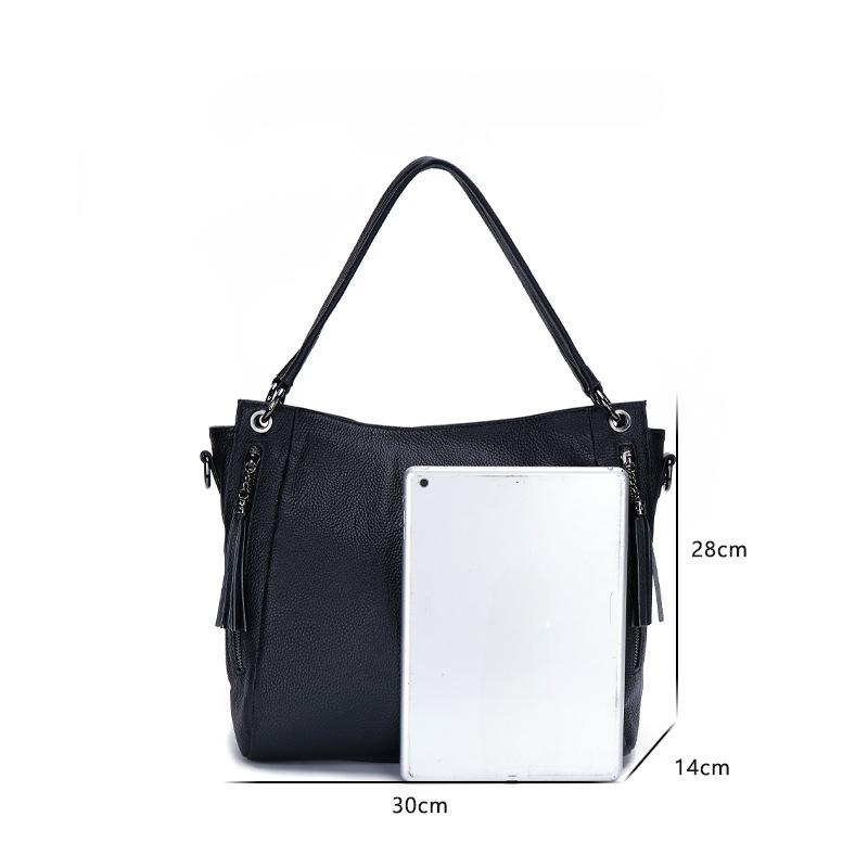 Wind Lychee Pattern First Layer Cowhide Large Bag Large Capacity Fashion Folds Single Shoulder Crossbody This Batch Of Casual Armpit Bags