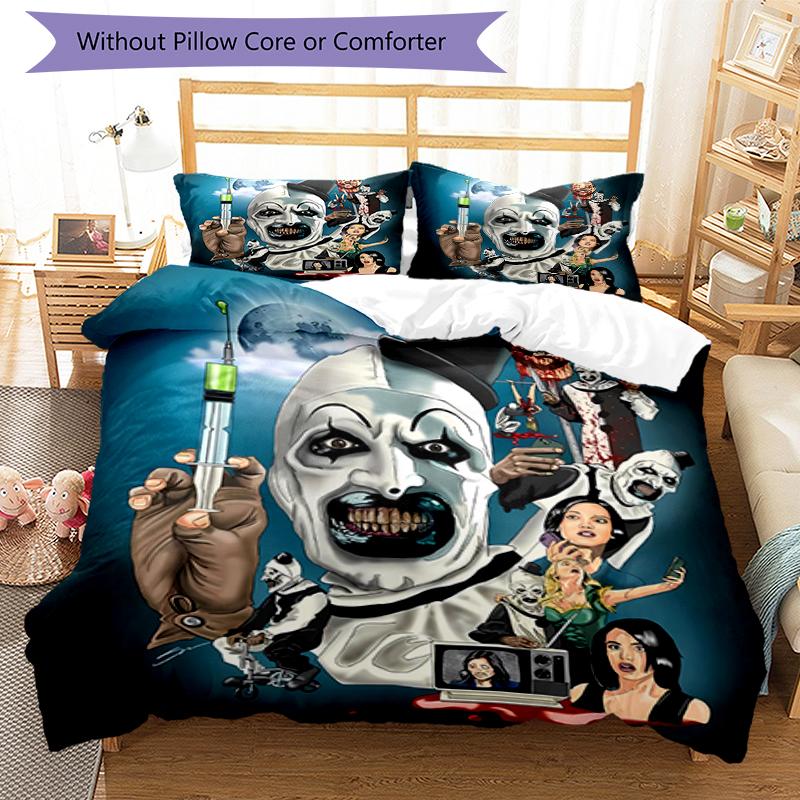 3pcs Art the Clown Terrifier1 pattern bedding set duvet cover set includes duvet cover &pillowcases, perfect all season bedroom decoration & gift