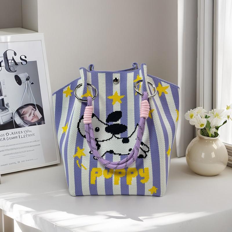 Handgestrickte Handtasche mit großem Fassungsvermögen, lässige, tragbare Pendler-Tragetasche, Umhängetasche, vielseitige Alltags-Handtasche