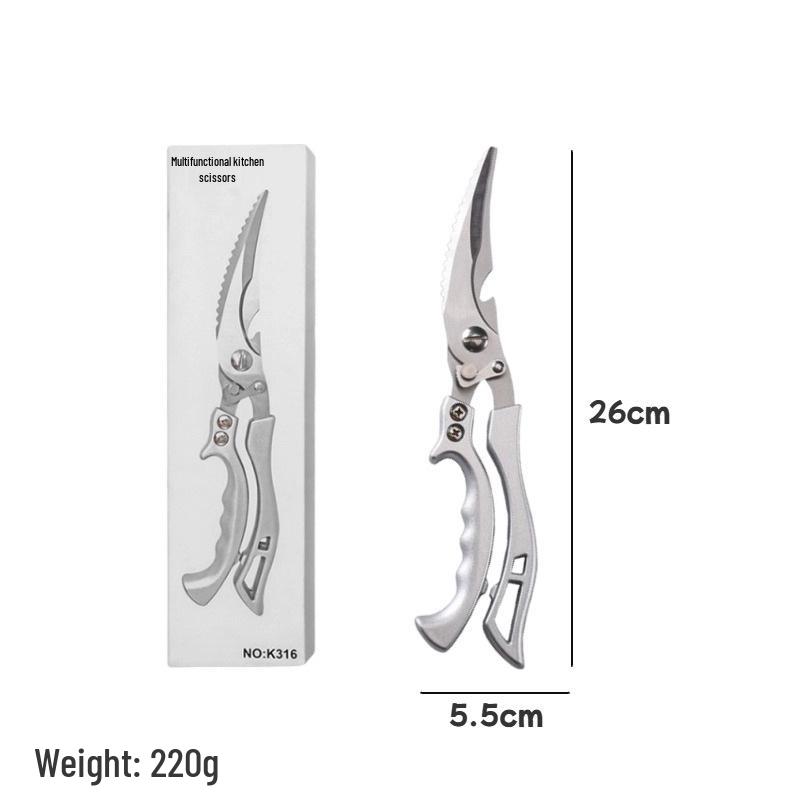 Heavy-Duty Stainless Steel Kitchen Scissors - Multi-Functional for Fish and Bone Cutting