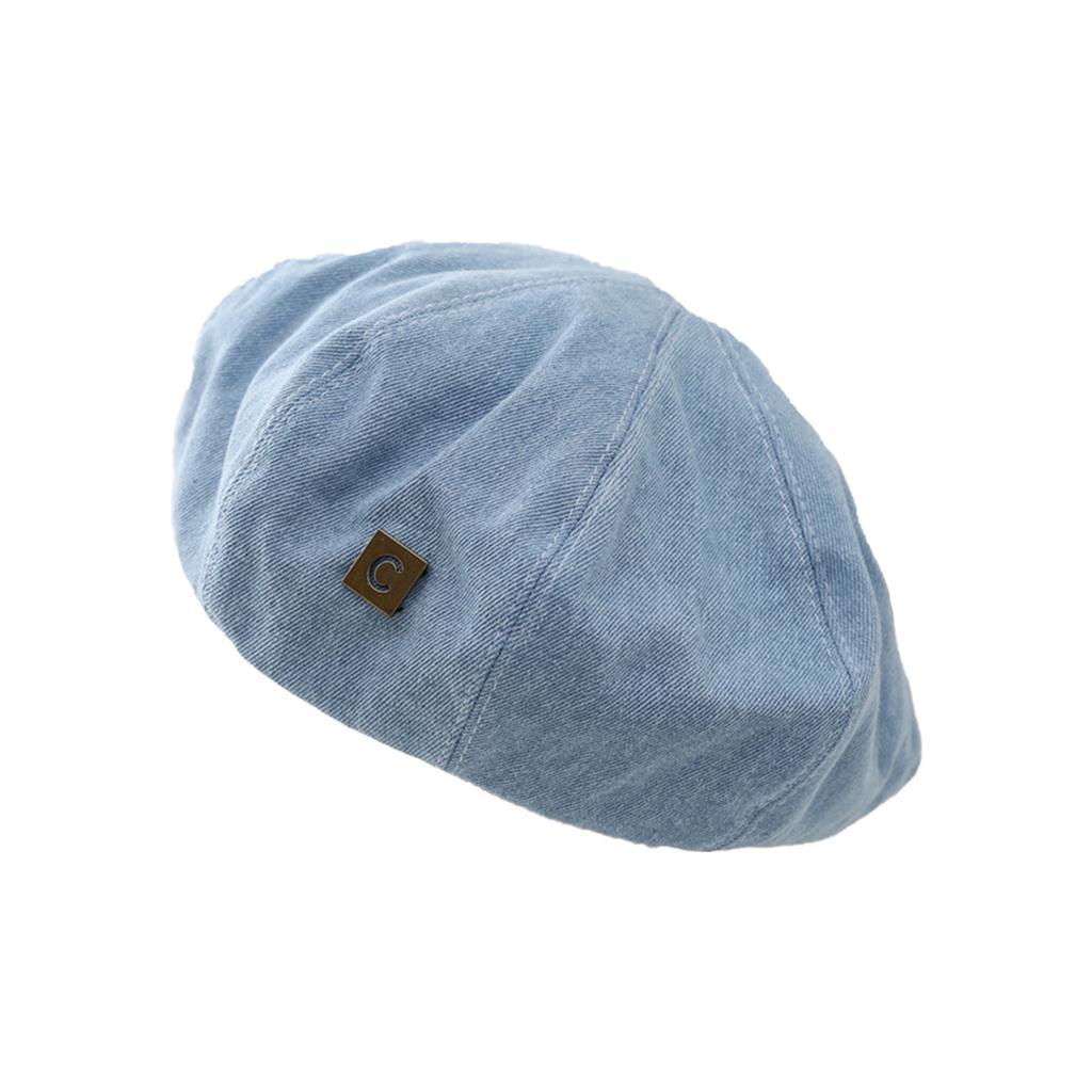 New Women'S Octagon Beret Hat - Denim Adjustable Korean Fashion Flattering Face Blue Shades For Spring Summer